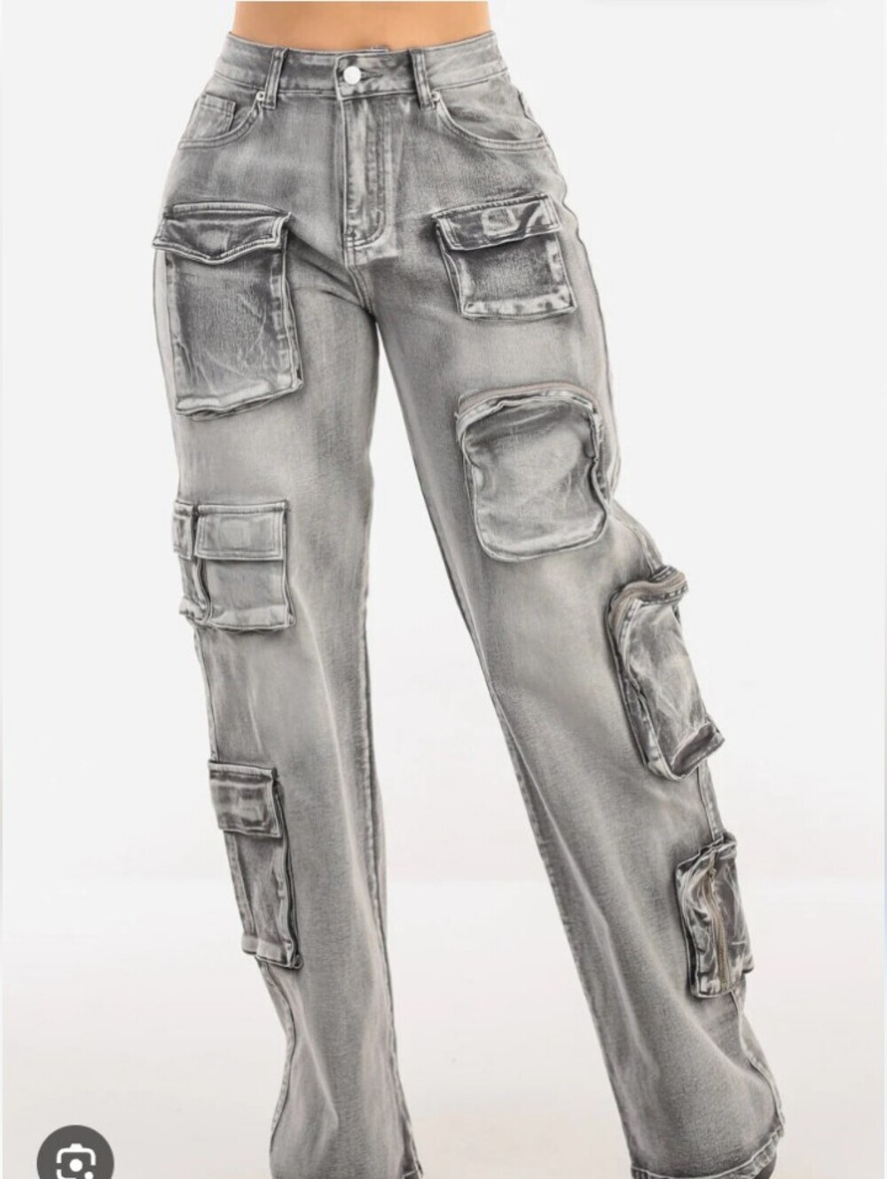 Madrag Y2K Grey Denim Multi Pocket Cargo Pants